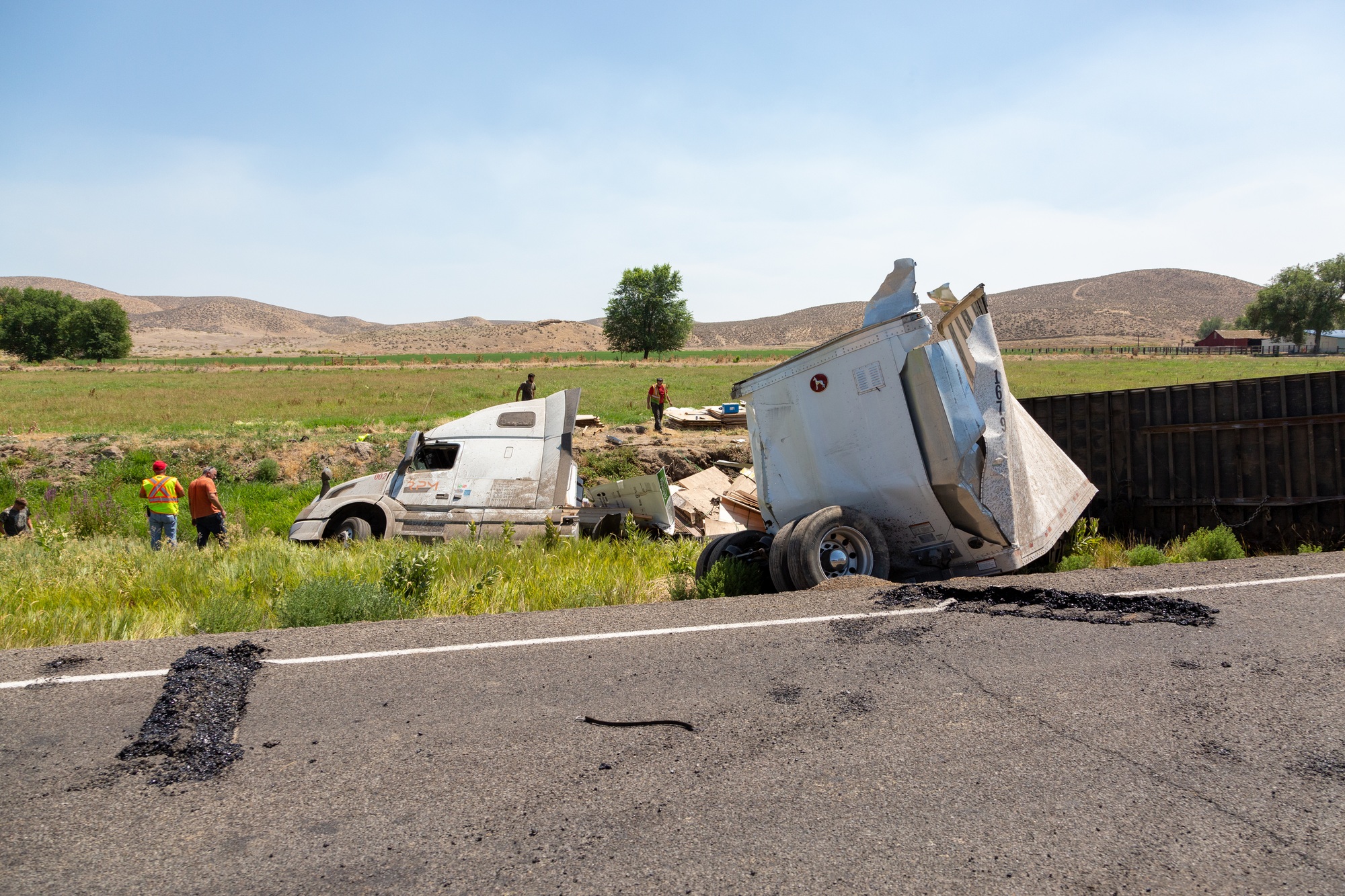 Damaged truck trailer